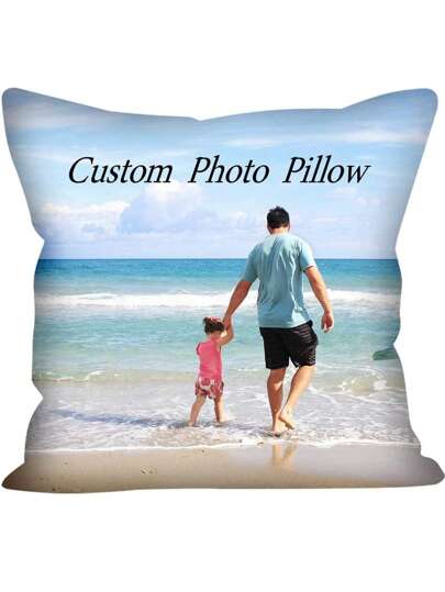 1pc Customized Personalized Photo Printed Pillow Case, Single Sided Print Pillow Cover For Mother's/Father's/Thanksgiving/Teacher's Day, Create Your Own Picture Pillow Case, Great Gift For Family, For Christmas, For Housewarming Sofa, Bed, Car, Tea Room, Bedroom, Living Room Washable, Lightweight, Breathable, Funny, Cute, Love, Soft,Season Picks, Autumn Home Refresh,Fall Decor
