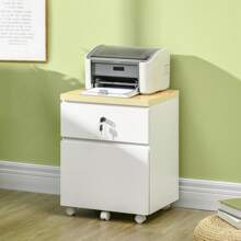 Vinsetto 2-Drawer Filing Cabinet With Lock, Mobile File Cabinet With Hanging Bars For Legal Size And Wheels, Home Office Study, White - White - View 2