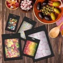 50 cái Có thể khóa lại được Polyester Phim ảnh Tự niêm phong Cái túi , Đồ trang sức , Hộp Đựng Thực Phẩm , bao bì , Chống mùi hôi Với Treo Lỗ - màu đen - Xem 4