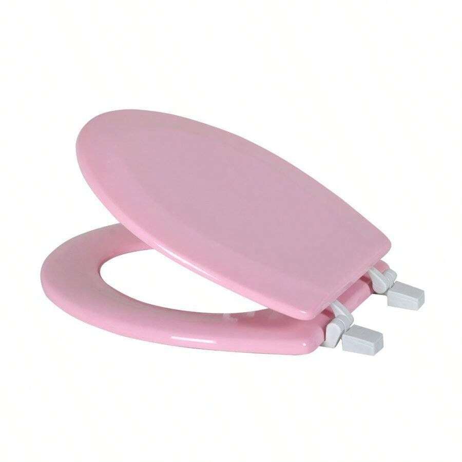 J&V Textiles Round Wooden Toilet Seat With Beveled Edge - 粉色 - 查看 1