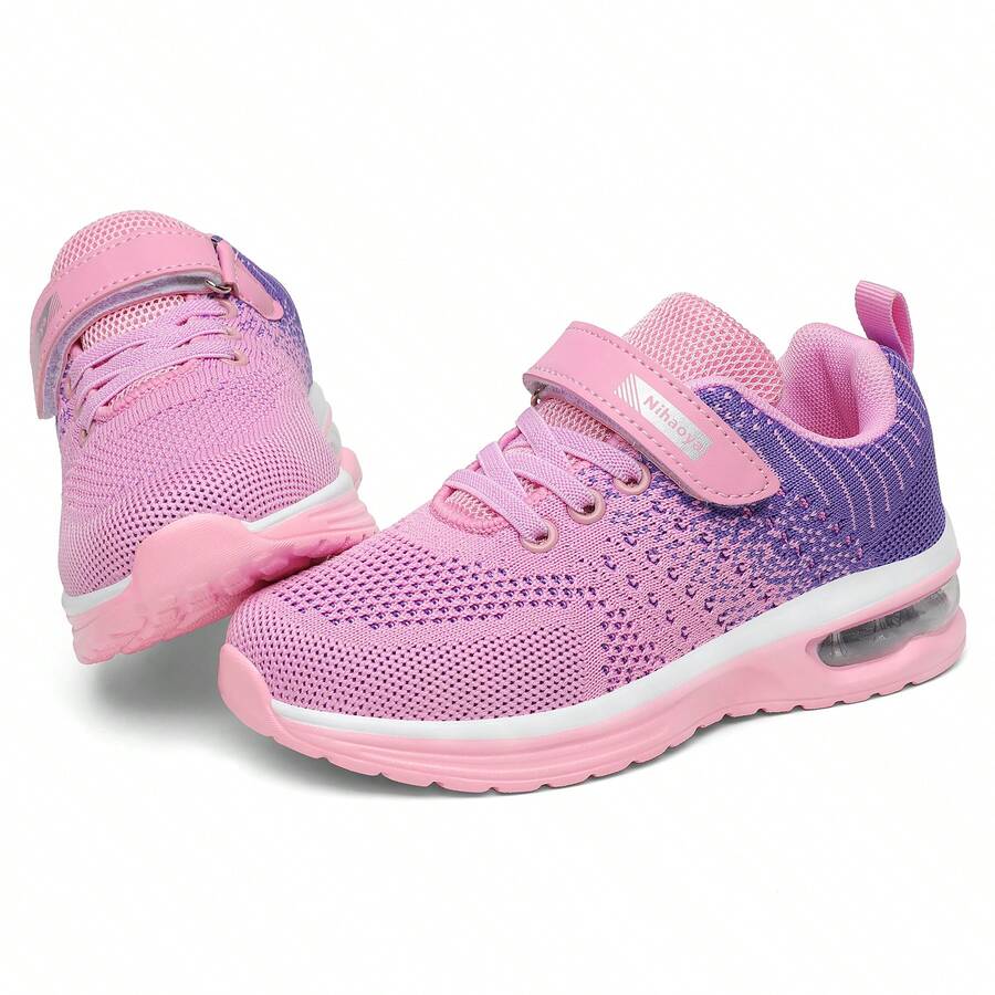 Kids Sneakers Boys Girls  Cushion Tennis Running Shoes Lightweight Walking Footwear - 粉紅色和紫色 - 查看 1
