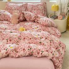 4入組卡通花印花被套套件（1套被套,1床單和2枕套,不含填充物）-適用於四季 - 彩色 - 查看 2