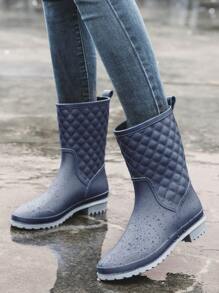 1 par de botas de lluvia impermeables hasta la pantorrilla para mujeres, con diseño de diamantes antideslizantes, cubierta de zapatos de lluvia para jardín