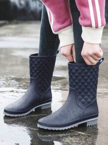 1 par de botas de lluvia impermeables hasta la pantorrilla para mujeres, con diseño de diamantes antideslizantes, cubierta de zapatos de lluvia para jardín