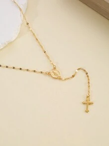 1 Pièce Collier De Pendentif À Gland Croix De La Minimaliste Et À La Mode Pour Femmes