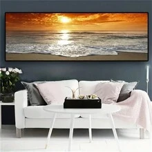 1 Máy Tính Không Khung Hoàng Hôn Biển Tự Nhiên Bãi Biển Phong Cảnh Áp Phích Và Hình In Tranh Canvas, Toàn Cảnh Scandinavia Nghệ Thuật Treo Tường Hình Ảnh Cho Phòng Khách, Không Gọng - Nhiều màu - Xem 2