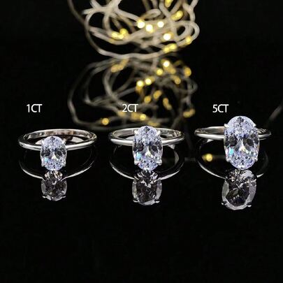 1ct/2ct/5ct Anillo de compromiso/Anillo de boda ovalado brillante, Plata de ley 925, Anillo de promesa/Anillo de eternidad para mujer, Regalo de joyería exquisito