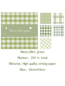 200 Sheets Of Highly Attractive Green Grid Sticky Notes For Journal, Notebook And Student Use, With Simple And Minimalist INS Style Design - Green - View 2