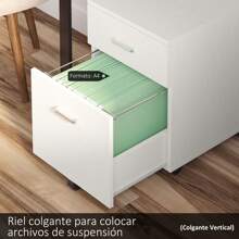 Vinsetto Archivador Móvil para Archivos A4 con Ruedas Gabinete de Archivos Suspendidos con 2 Cajones y Cerradura 40x45x55,6 cm - Blanco - Ver 2