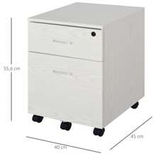 Vinsetto Archivador Móvil para Archivos A4 con Ruedas Gabinete de Archivos Suspendidos con 2 Cajones y Cerradura 40x45x55,6 cm - Blanco - Ver 7