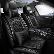 Luxurious 5Pcs Car Seat Cover Full Set Pu Leather Universal Front Rear Seat Protector - Black - View 1