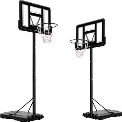230 To 304 Cm Basketball Hoop, Portable Basketball Stand, Height Adjustable, Portable Basketball System With Wheels, For Children And Adults, For Indoor And Outdoor Sports