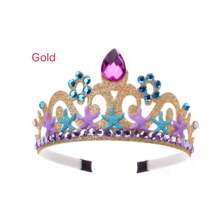 美人鱼皇冠头饰，女童公主服装表演创意头饰配饰 - 金色 - 查看 1