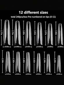 240 cái/hộp Ống kéo dài trong suốt, Denim, Mũi nhọn, Giày ba lê, Miếng dán móng tay giả - Trong sáng - Xem 2