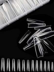 240 cái/hộp Ống kéo dài trong suốt, Denim, Mũi nhọn, Giày ba lê, Miếng dán móng tay giả - Trong sáng - Xem 5