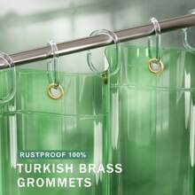 AmazerBath Shower Curtain Liner, 100% EVA Soft Clear Green Heavy Duty Shower Curtain And Liner 2-In-1, 72x72 Luxury Plastic Weighted Bathroom Shower Liner, 12 Rustproof Grommets & 3 Heavyweight Stones - 自然綠洲 - 查看 4
