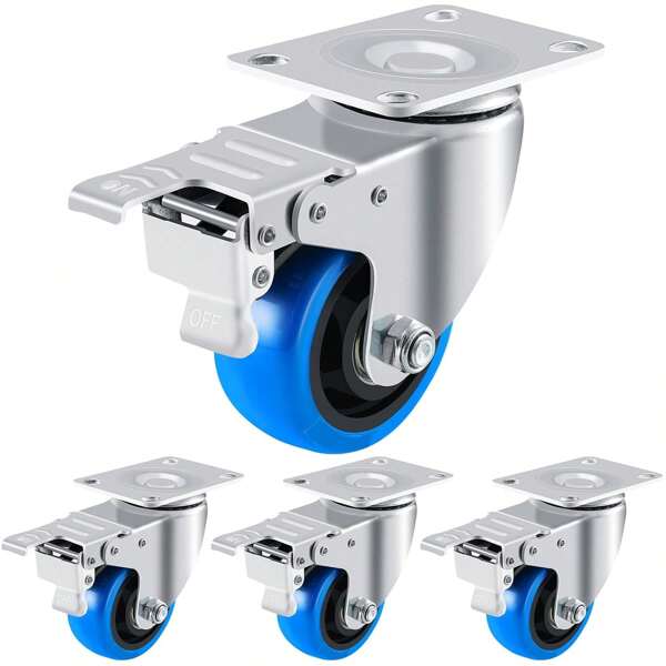 Cortillas de servicio pesado de 100/125 mm con pastillas de freno mejoradas, castores de muebles, castores de transporte para uso interno o exterior, adecuado para muchos tipos de pisos