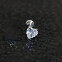 1Pc Stainless Steel Heart Gem Labret Earring Stud Helix Cartilage Piercing Labret Ring Lip Monore Piercing Jewelry 16G Valentines, Mom, Mother, Mother's Day, Gift