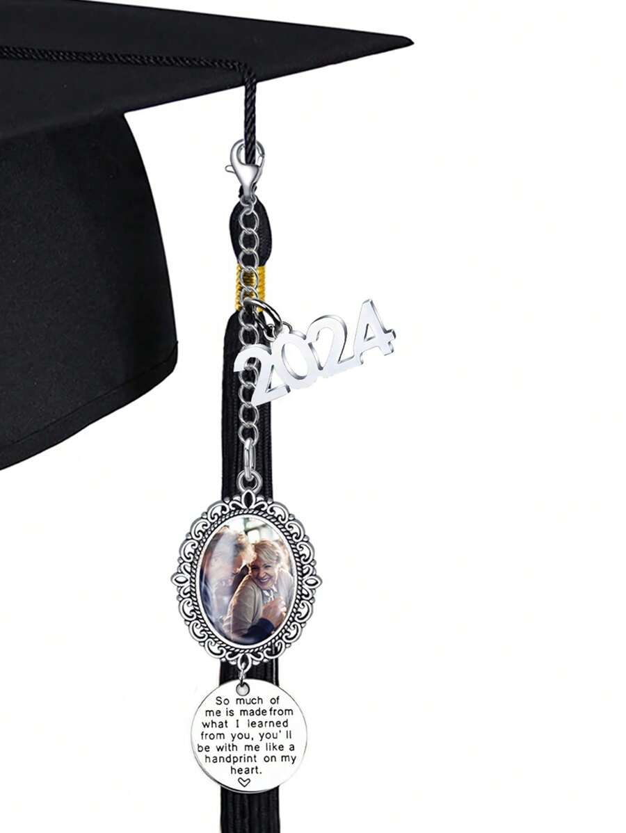 Colgante de borla de tapa de graduación 2024, colgante con marco de fotos para hacer en memoria de seres queridos fallecidos, regalo para graduados que no puedan asistir a la ceremonia de graduación debido a la pérdida de un miembro de la familia.