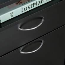 HOMCOM 60cm Storage Cabinet W/ Drawer Open Shelf Metal Handles 4 Wheels Office Home Organiser Mobile Printer - Black - View 9