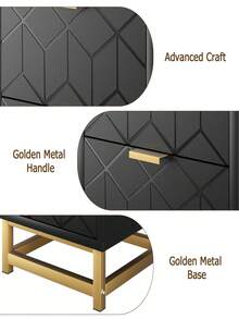 2 Drawer Nightstand, Clothes Storage Cabinet With Drawers, Modern Wide Chest Of Drawers, Tall Storage Chest, Nightstand For Bedroom, Closet, Entryway - màu đen - Xem 2