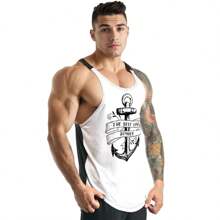 Kit 3 Camisetas Regata Masculina Cavada em Dry para Academia Estampa Viking + Triangle Lion + Anchor - Bombey