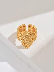 18K Gold Plated Fashionable Wheat Spike Ring, Openwork Lucky Women's Ring, Wedding Celebration Jewelry - Keltakulta - Näytä 13