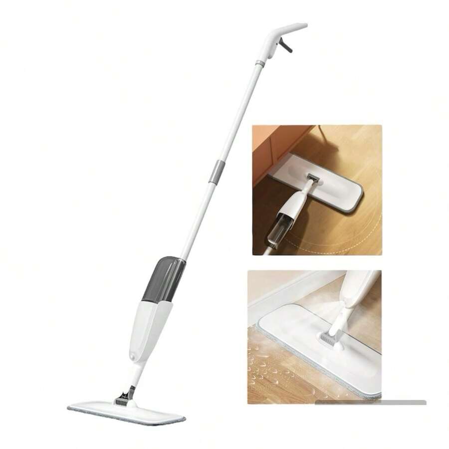 Trapeador Spray Mop 2 En 1 Giratoria 360° De Microfibra, Rociador, Trapeador Húmedo Y Seco Para El Hogar, Fregona De Microfibra, Mopa De Limpieza De Piso Con Almohadillas De Microfibra Absorbentes Lavables Y Reutilizables, Uso Húmedo O Seco Para Todo Tipo De Suelo O Superficie - Blanco - Ver 1