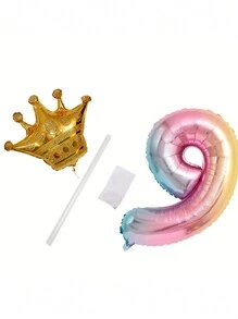 2 Piezas Globos Digitales En Forma De Corona Con Gradiente Para Decoración De Cumpleaños - Multicolor - Ver 4