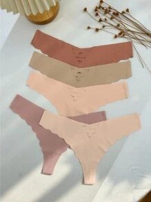 5 cái/bộ Xu hướng: Cắt giảm Tam giác Quần lót không đường may Đối với phụ nữ , Màu thuần , Liền mạch Và Gợi cảm ( Châu Âu và Châu Mỹ Phong cách ) - Nhiều màu - Xem 4