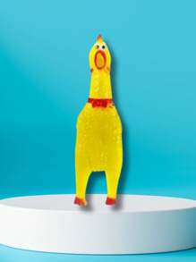 Frango de Plástico Galinha Brinquedo Mordedor com Apito Som 16cm Pequeno