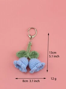 手工制作的风铃花铃形钥匙扣 包饰 配百合花图案 钩针钥匙扣 钩针学校用品 教师礼物 返校 教师配件 钩针配件 - 淺藍色 - 查看 3