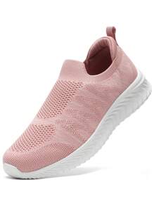STQ Womens Slip On Trainers Causal Comfortable Shoes With Arch Support - Rosa - Ver 2