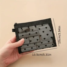 Hợp thời Lưới Tim Túi mỹ phẩm , Có thể mang đi Dây kéo Đồ vệ sinh cá nhân Hộp đựng , Hoàn hảo Son môi Cái túi Túi tiền xu Tiếp tục Túi bảo quản - Nhiều màu - Xem 6