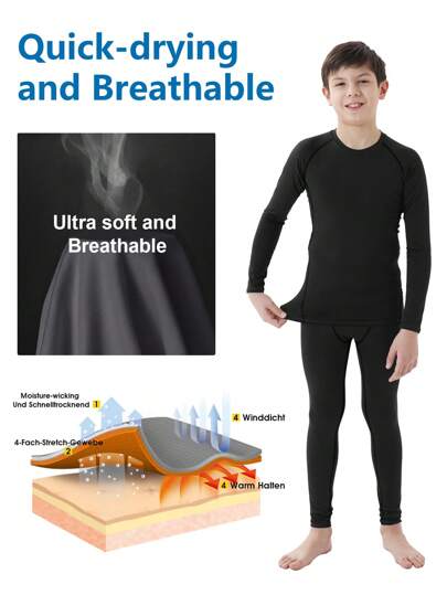HOPLYNN Boys' Compression Long Sleeve Set, Including Shorts And Leggings, Quick-Dry, Suitable For Spring/Summer Sports, Fitness, Running