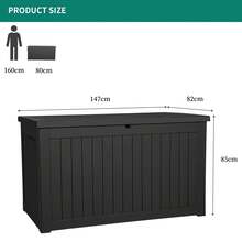 870L Extra Large Outdoor Garden Tool Storage Box Patio Utility Deck Container - Black - View 5