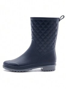 1 par de botas de lluvia impermeables hasta la pantorrilla para mujeres, con diseño de diamantes antideslizantes, cubierta de zapatos de lluvia para jardín