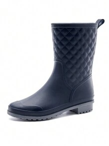1 par de botas de lluvia impermeables hasta la pantorrilla para mujeres, con diseño de diamantes antideslizantes, cubierta de zapatos de lluvia para jardín