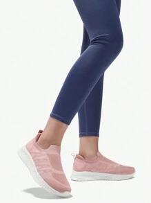 STQ Womens Slip On Trainers Causal Comfortable Shoes With Arch Support - Rosa - Ver 1