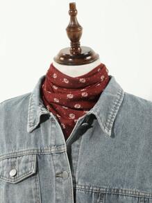 1pc Men's Fashion Leaf, Grass, Polka Dot Pattern Bohemian Style Velvet Thick Square Scarf/Neck Warmer, Suitable For Travel, Outdoor, Daily, School Outfit