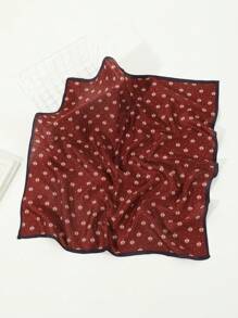 1pc Men's Fashion Leaf, Grass, Polka Dot Pattern Bohemian Style Velvet Thick Square Scarf/Neck Warmer, Suitable For Travel, Outdoor, Daily, School Outfit