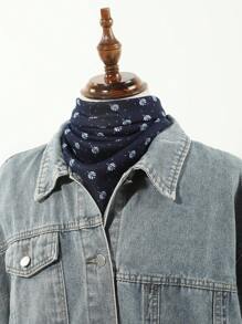 1pc Men's Fashion Leaf, Grass, Polka Dot Pattern Bohemian Style Velvet Thick Square Scarf/Neck Warmer, Suitable For Travel, Outdoor, Daily, School Outfit