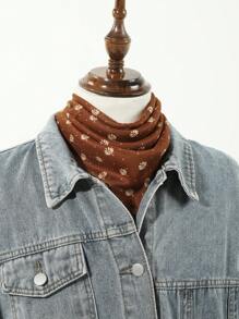 1pc Men's Fashion Leaf, Grass, Polka Dot Pattern Bohemian Style Velvet Thick Square Scarf/Neck Warmer, Suitable For Travel, Outdoor, Daily, School Outfit