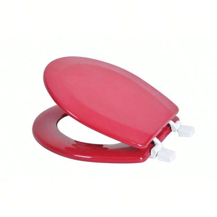 J&V Textiles Round Wooden Toilet Seat With Beveled Edge - 酒紅色 - 查看 1