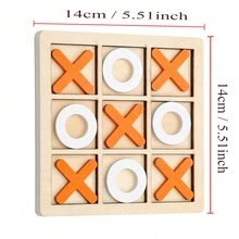 木質玩具九宮格三人棋互動桌面對戰遊戲棋盤白桔色 - 橘色 - 查看 2