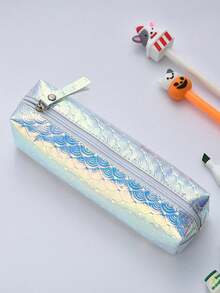 1 件漸層閃光筆袋,防水大容量文具盒,學習文具收納袋,便攜式化妝包 - 彩色 - 查看 4