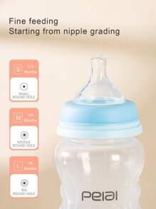 1个婴儿宽口防摔防滑PP材质硅胶奶嘴奶瓶，适合0-1岁宝宝 - 藍色 - 查看 8