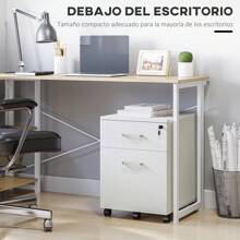 Vinsetto Archivador Móvil para Archivos A4 con Ruedas Gabinete de Archivos Suspendidos con 2 Cajones y Cerradura 40x45x55,6 cm - Blanco - Ver 3