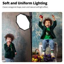 Ambitful Ps45 45cm快速安裝可攜式迷你八角軟箱,帶有bowens底座和蜂巢格,可用於攝影燈 - 黑色 - 查看 7