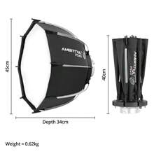 Ambitful Ps45 45cm快速安裝可攜式迷你八角軟箱,帶有bowens底座和蜂巢格,可用於攝影燈 - 黑色 - 查看 2